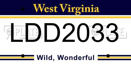 LDD2033 West Virginia License Plate