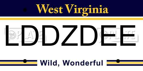 LDDZDEE West Virginia License Plate