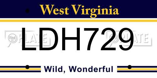 LDH729 West Virginia License Plate