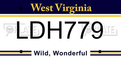 LDH779 West Virginia License Plate