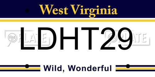 LDHT29 West Virginia License Plate