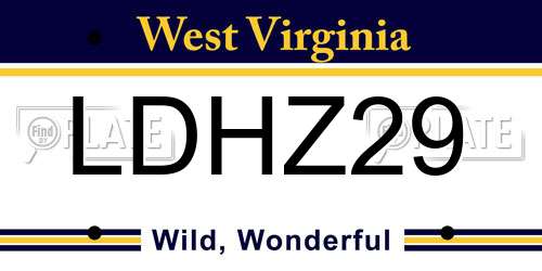 LDHZ29 West Virginia License Plate