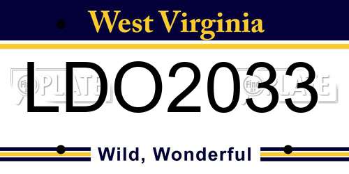 LDO2033 West Virginia License Plate