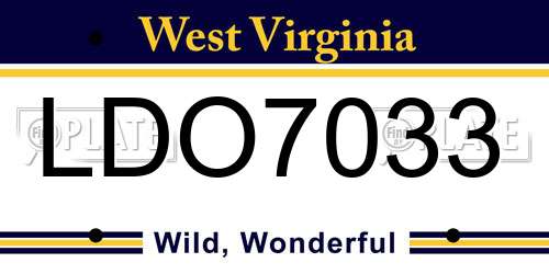 LDO7033 West Virginia License Plate
