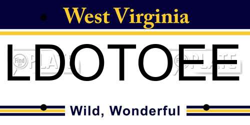 LDOTOEE West Virginia License Plate