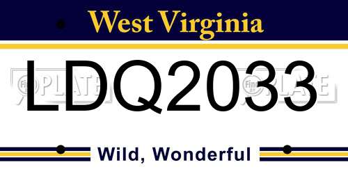 LDQ2033 West Virginia License Plate