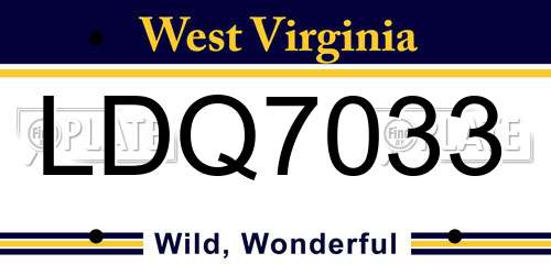 LDQ7033 West Virginia License Plate