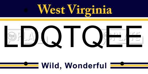 LDQTQEE West Virginia License Plate