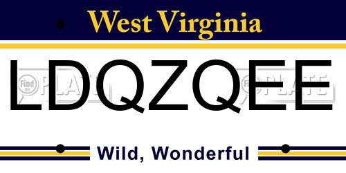 LDQZQEE West Virginia License Plate