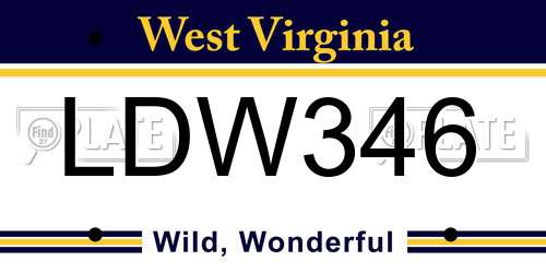 LDW346 West Virginia License Plate