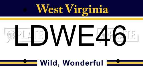 LDWE46 West Virginia License Plate