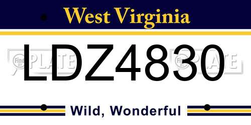 LDZ4830 West Virginia License Plate