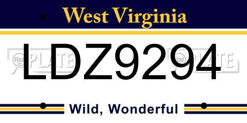 LDZ9294 West Virginia License Plate
