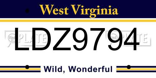 LDZ9794 West Virginia License Plate