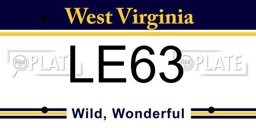 LE63 West Virginia License Plate
