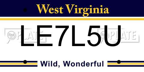 LE7L5U West Virginia License Plate