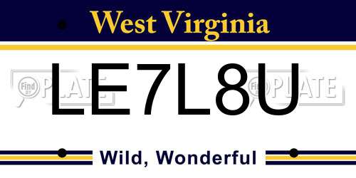 LE7L8U West Virginia License Plate