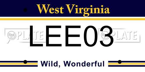 LEE03 West Virginia License Plate
