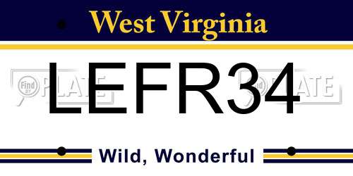 LEFR34 West Virginia License Plate