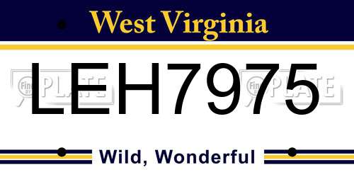 LEH7975 West Virginia License Plate
