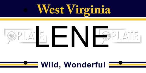 LENE West Virginia License Plate