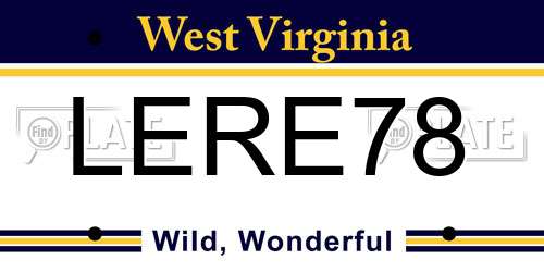 LERE78 West Virginia License Plate