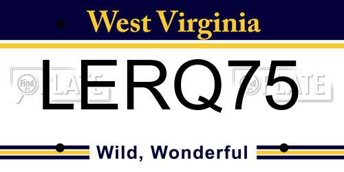 LERQ75 West Virginia License Plate
