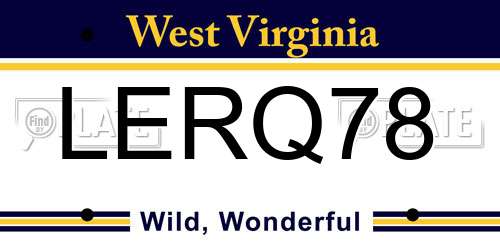 LERQ78 West Virginia License Plate