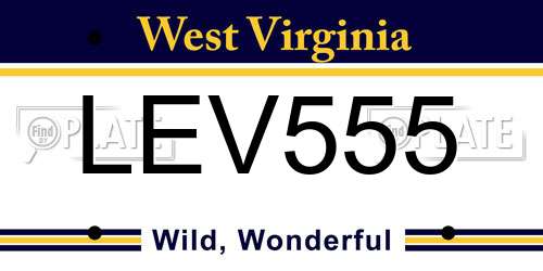 LEV555 West Virginia License Plate