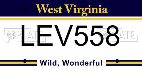 LEV558 West Virginia License Plate