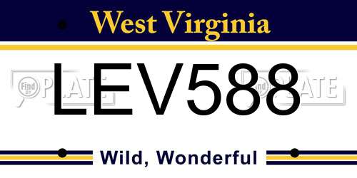 LEV588 West Virginia License Plate