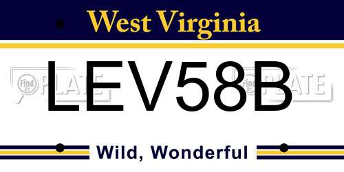 LEV58B West Virginia License Plate