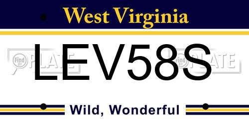 LEV58S West Virginia License Plate