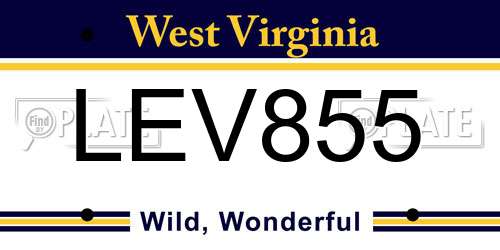 LEV855 West Virginia License Plate