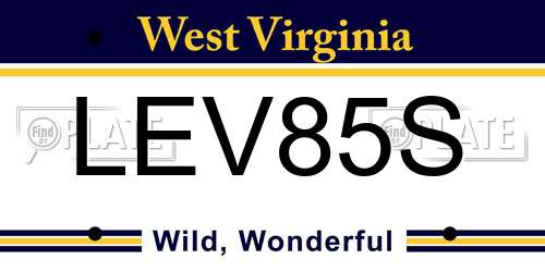 LEV85S West Virginia License Plate