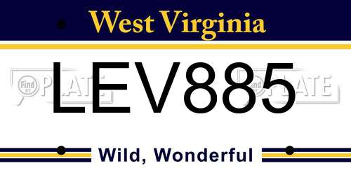 LEV885 West Virginia License Plate