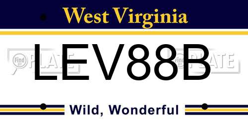 LEV88B West Virginia License Plate