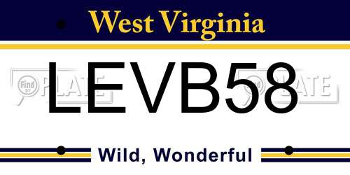 LEVB58 West Virginia License Plate