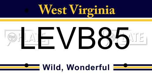 LEVB85 West Virginia License Plate