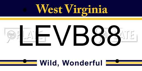 LEVB88 West Virginia License Plate