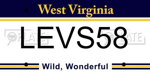 LEVS58 West Virginia License Plate