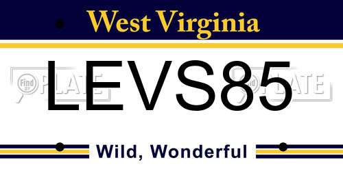 LEVS85 West Virginia License Plate