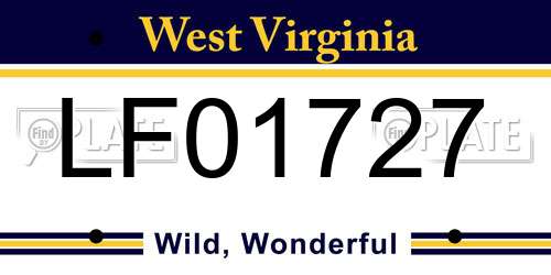 LF01727 West Virginia License Plate