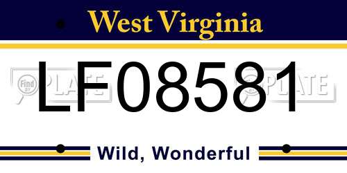 LF08581 West Virginia License Plate
