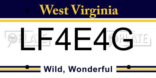 LF4E4G West Virginia License Plate
