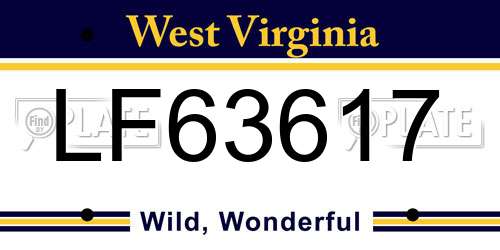 LF63617 West Virginia License Plate