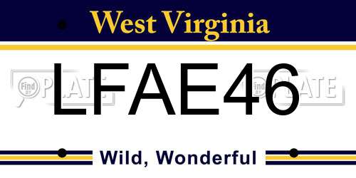 LFAE46 West Virginia License Plate