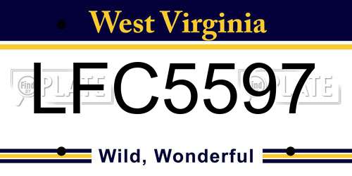 LFC5597 West Virginia License Plate