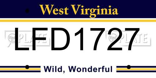 LFD1727 West Virginia License Plate