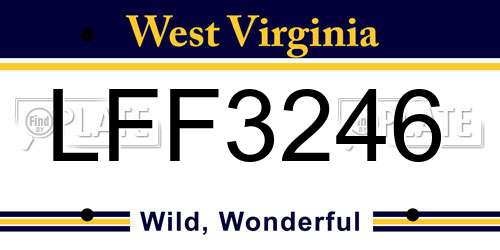 LFF3246 West Virginia License Plate